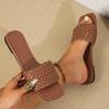 Plus Size Women's Casual Slippers - Simple Solid Color with Woven Strap