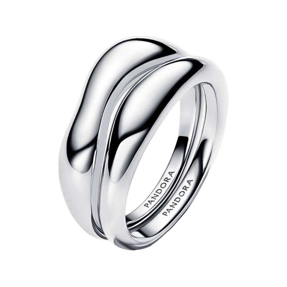 Pandora Organic Shape Stacking Ring Women rings Silver 193264C00 Box,52