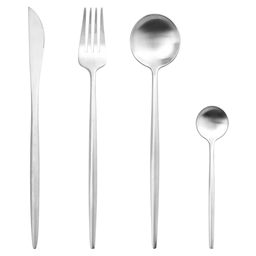 4Pcs/Set Matte Gold Dinnerware 18/10 Stainless Steel Cutlery Set Knife Fork Coffee Spoon Tableware Kitchen Silverware Flatware