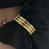 Fashion Light Luxury Style Beaded Bamboo Bracelet Set, Design Sense Metal Smooth Pipe Elbow Bracelet