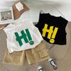 Boys and Girls Light Breathable Sleeveless Casual T-shirt Summer Children's Cotton Alphabet Cartoon Vest