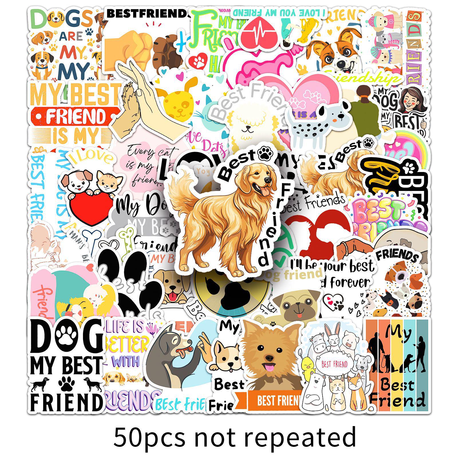 50 Sheets Pet Good Friends Stickers: Fresh INS Style for Journals and Water Bottles