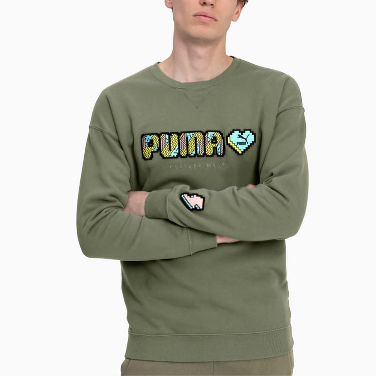 Puma Sweatshirts Men's Green Crew Neck Moderate Regular 596848-46