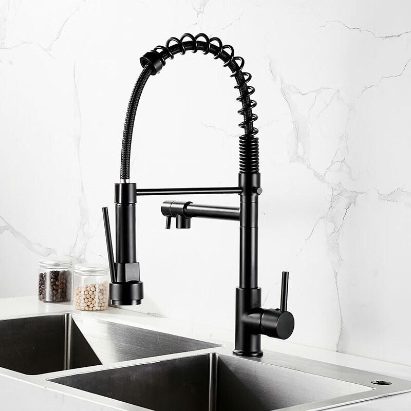 TLXT Wall-Mounted Spring Pull-Down Kitchen Faucet