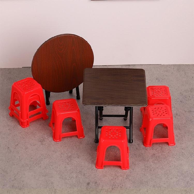 1/12 Scale Doll House Furniture Foldable Dining Tables 8 Stools Restaurant Scene Setting Accessories for Kids Craft Model