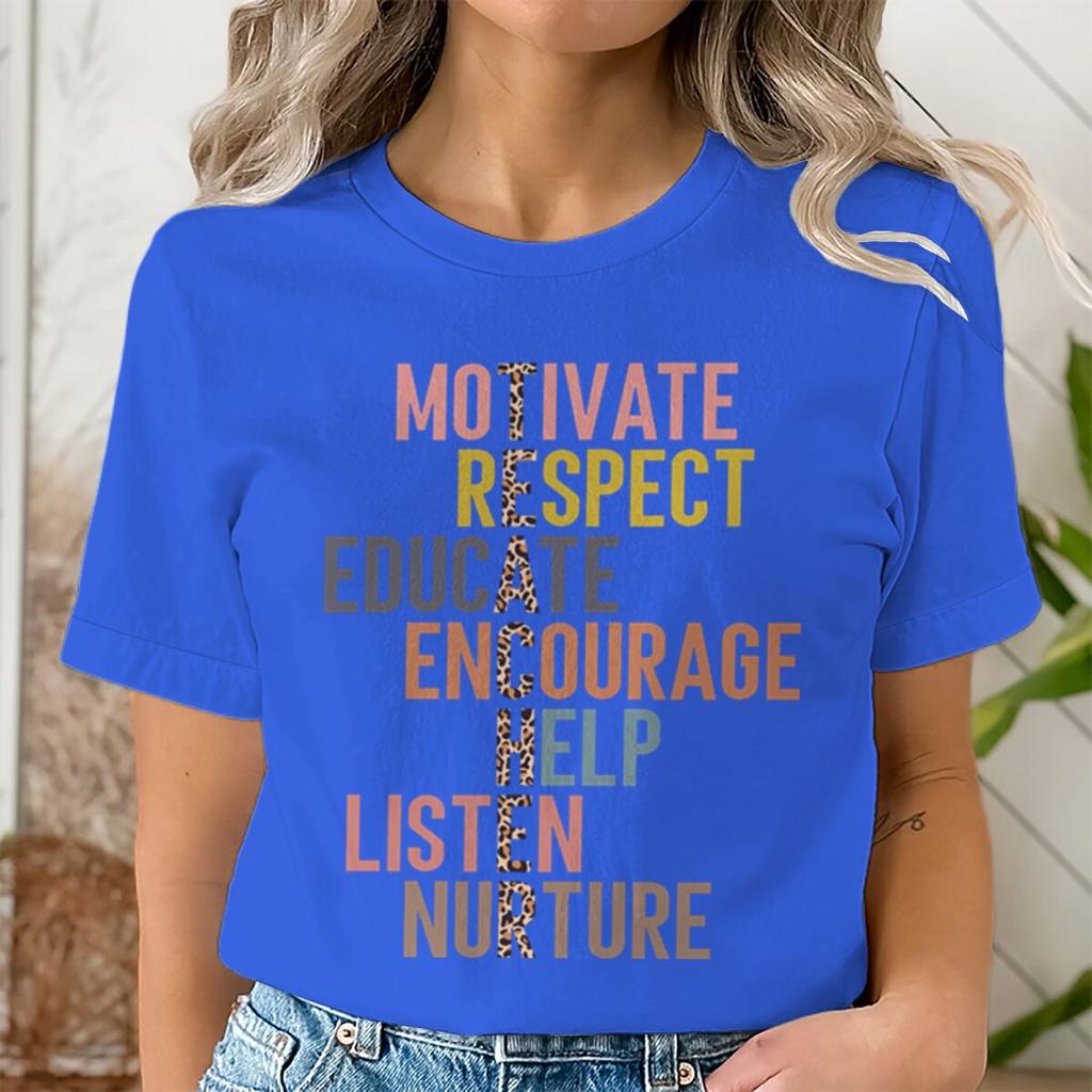 Leopard Print Teacher Tshirt Motivate Respect Educate Inspirational Quote Back To School Tee Gifts Unisex Unisex Teacher Tshirts
