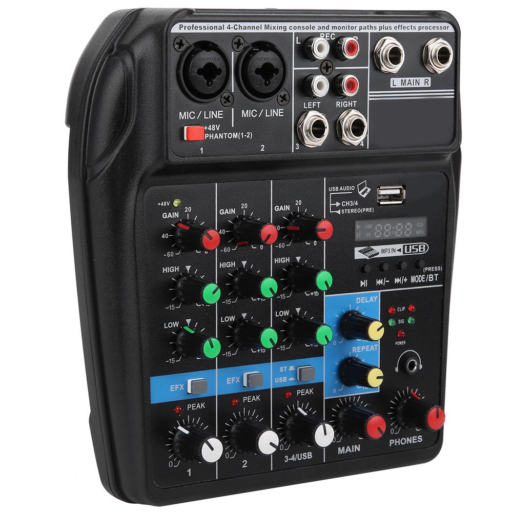 4 Channel Music Console Mixer Sound Mixing for Bluetooth USB Home Production K Songs