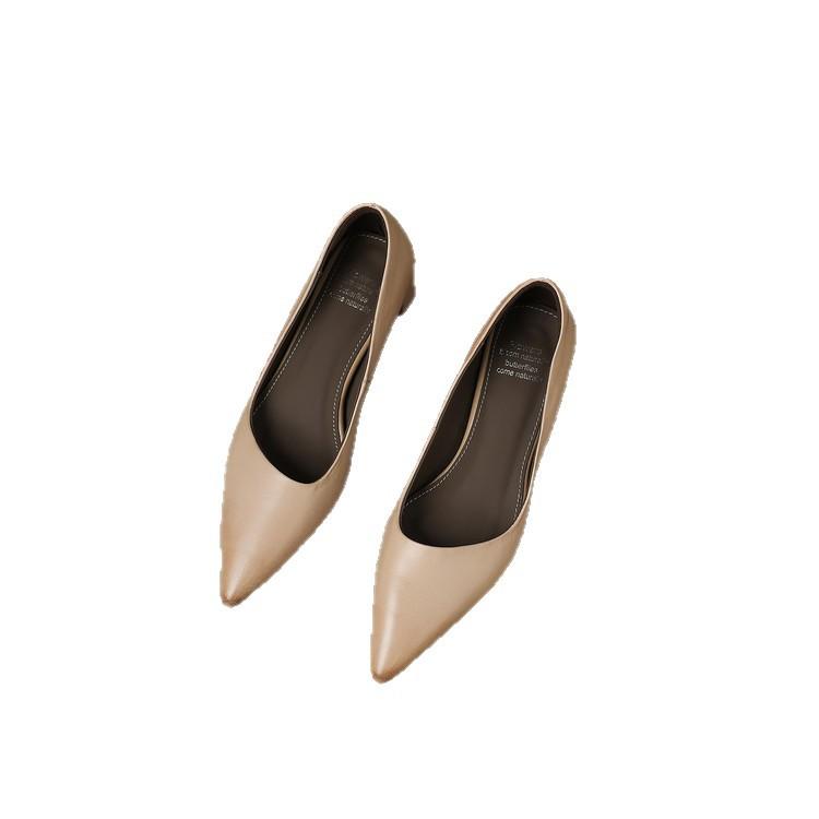 Inside and outside full leather professional commuter single shoes pointed head shallow mouth single shoes women's 2025 new versatile comfortable medi