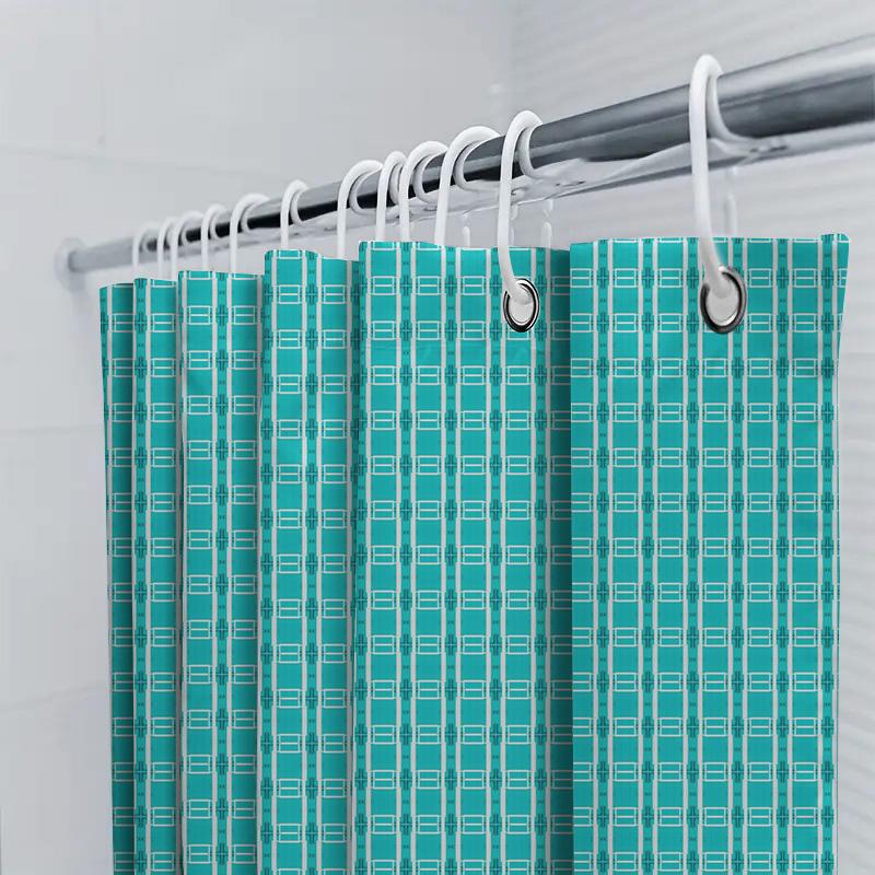 Blue And White Shower Curtain Rectangular Design For Bathrooms Easy To Clean Waterproof Fabric Decorative Window Panels In Home