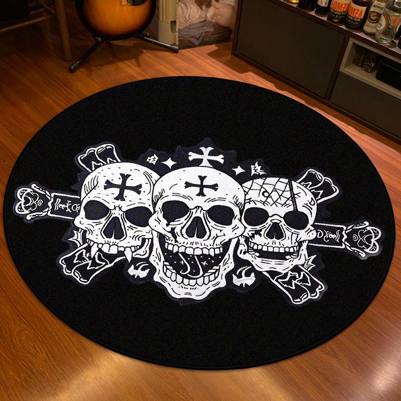 Round Funny Creative Carpet Smiling Face Skull Non-slip Floor Mat Comfortable Soft Bedroom Bedside Rugs Livroom Room Chair Mat