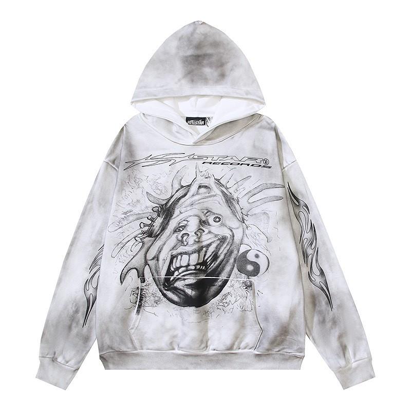 Mens Womens Oversized Hooded Sweatshirt Streetwear Vintage Washed Cotton Pullover Casual Long Sleeve