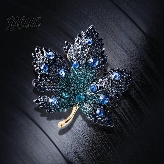 Festive Leaf Pin 1/3Pcs Maple Brooch Colored Rhinestone Enamel Thanksgiving