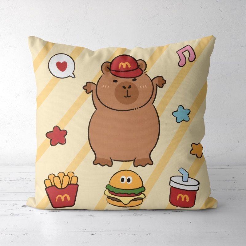 Cute Kapibara Capybara Cartoon Two-dimensional Pillowcase Children's Bedroom Sofa Cushion Cover Nap Pillow Cover