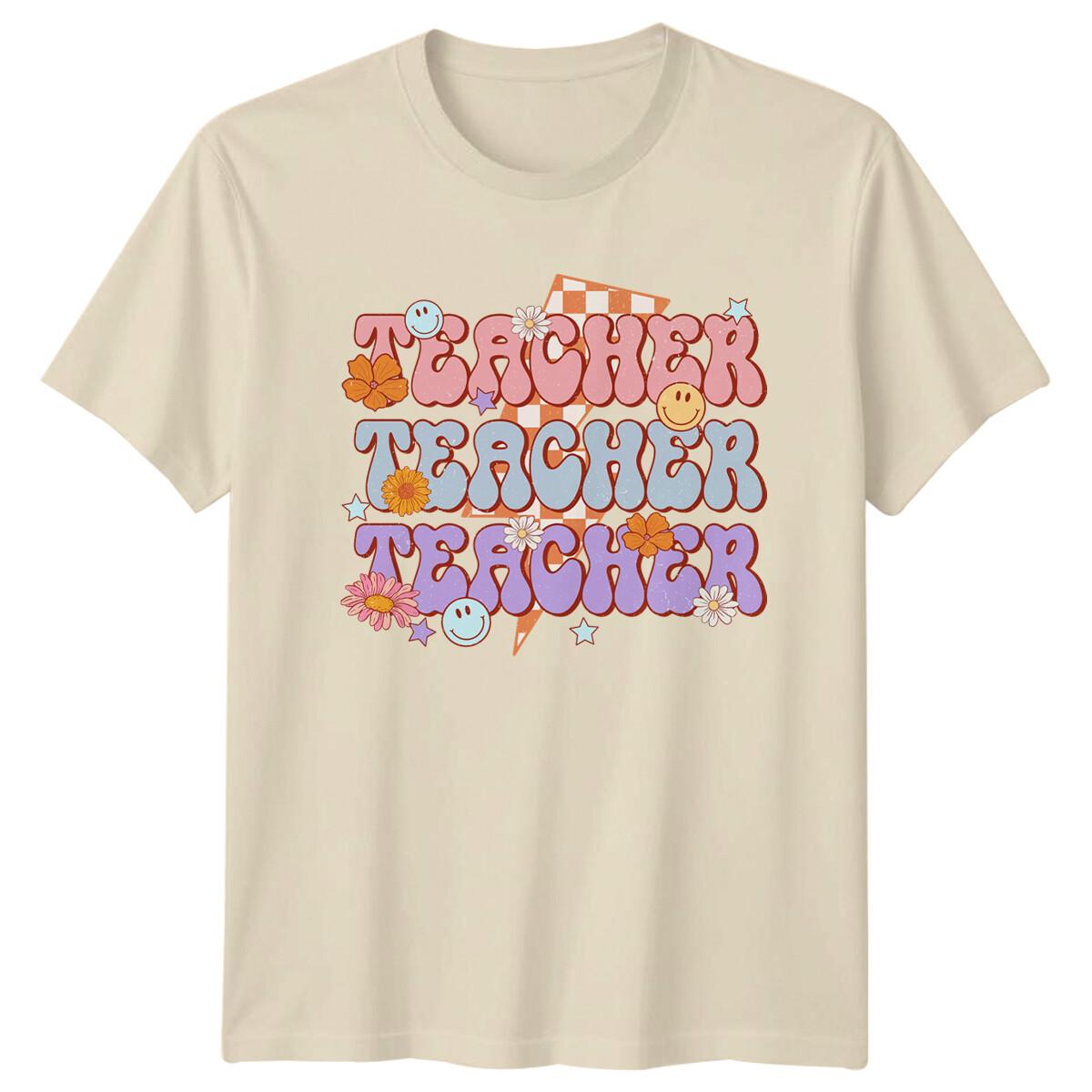 Retro Teacher T-Shirt Groovy Teacher Teacher Teacher T-Shirt -a S