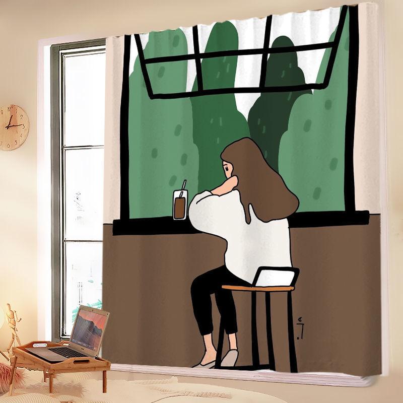 Velcro Curtains, Wind Self-Adhesive Type, No Punching, Easy Installation, Room Bedroom Decoration, Blocking Curtains, Small Curtains