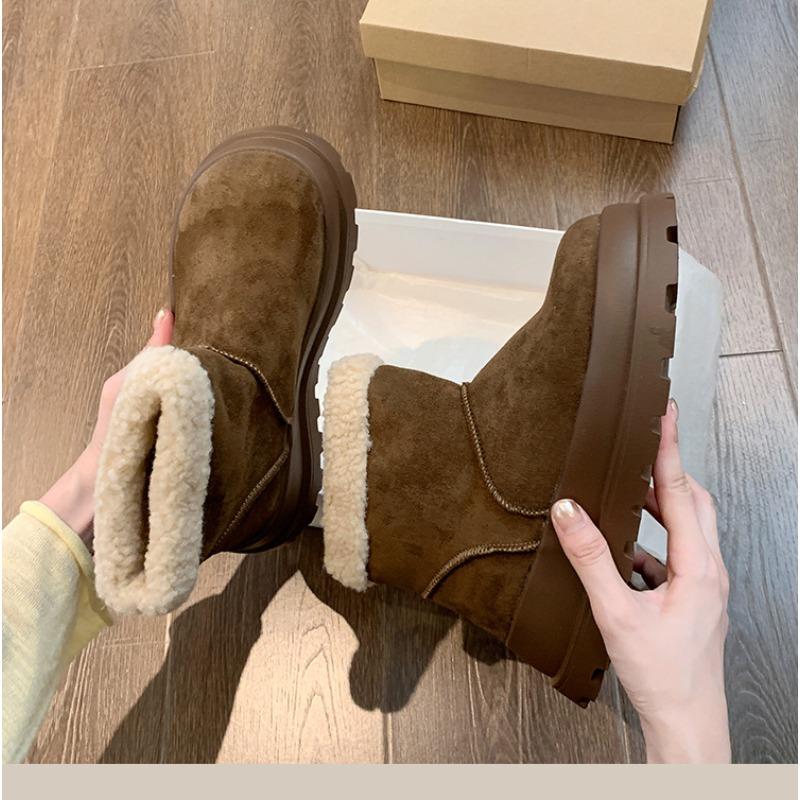 Thick-soled heightening snow boots for women's new winter piled and thickened thermal cotton shoes for women with short boots