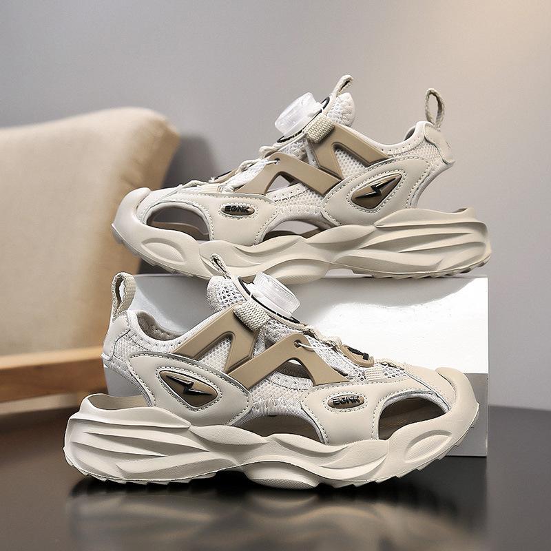 Classmate 2025 summer mesh rotating buckle bag head sandals boys hollow creek shoes girls sports beach shoes