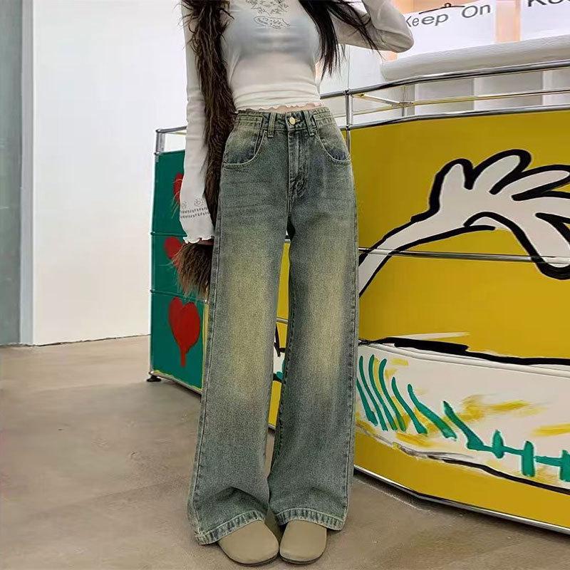 

Women s Plus Size High-Waisted Retro Denim Jeans for Pear-Shaped Figures – Slimming Straight & Wide Leg 3XL