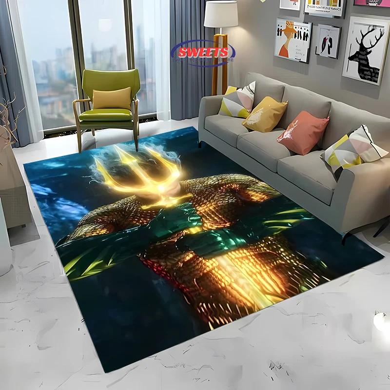 New Shelves ! DC Classic Aquaman Carpet, Bedroom Floor Living Room Bed Mat, Non-slip Exquisite Home Decor, Machine Washable Rug