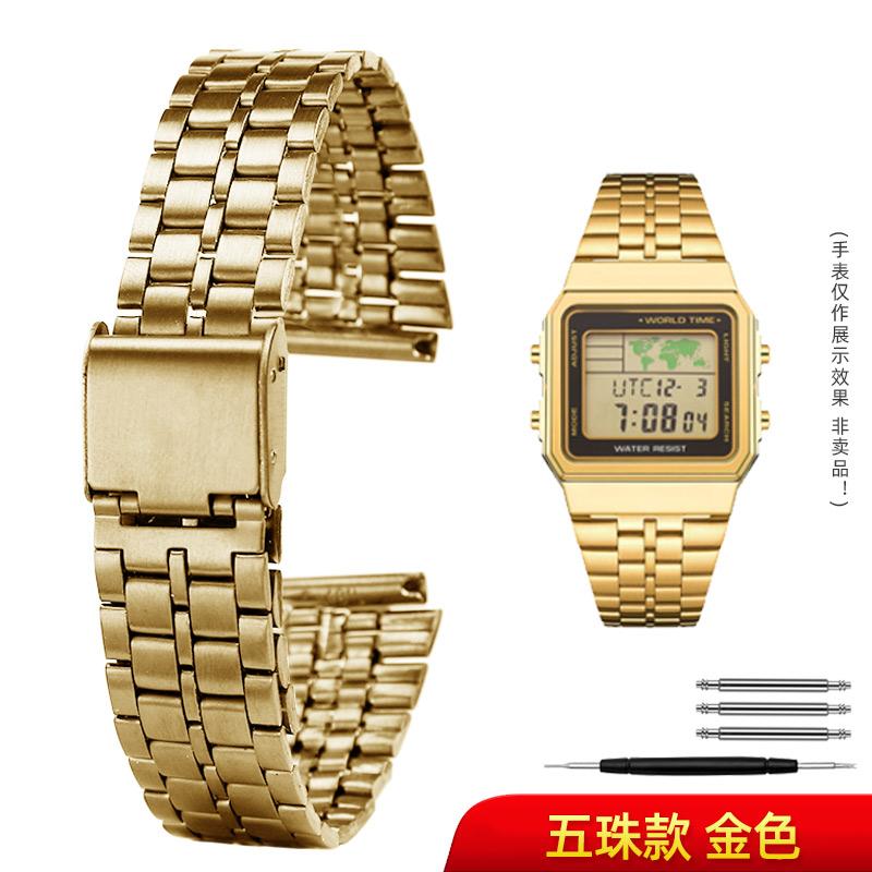 For Casio Stainless Steel watchBand A158 A159 A168 A158W F91w LA-680 AEQ-110 F91w Small Gold Watch Strap 18mm Wristband Bracelet