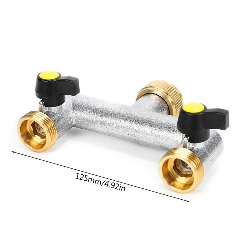 3/4 Inch Tap Splitter 2 Way Hose Connector Hose Tap Splitter Connection with 3 Individual Valves for Home Garden Kitchen