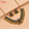 Water Drop Pendant Necklace And Earrings Set With Rhinestones For Women