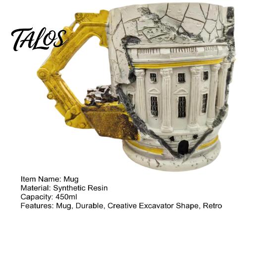 Novelty Birthday Gift for Him Creative Excavator Shape Mug, with Ergonomic Handle, Resin Retro Texture Drinkware, Construction 450ml Capacity, Unique