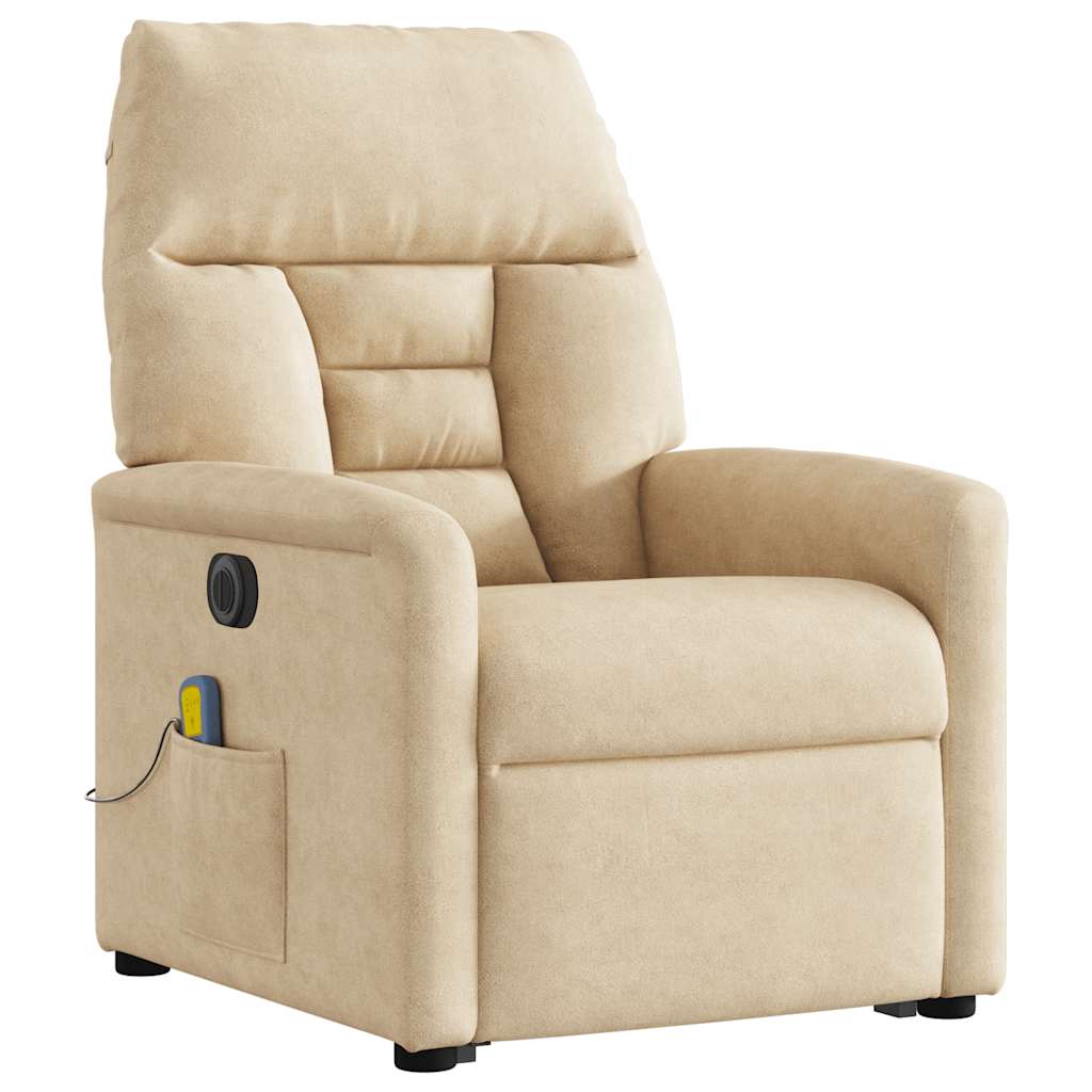 Electric Recliner Chair with Lift Assist Cream Microfiber Fabric