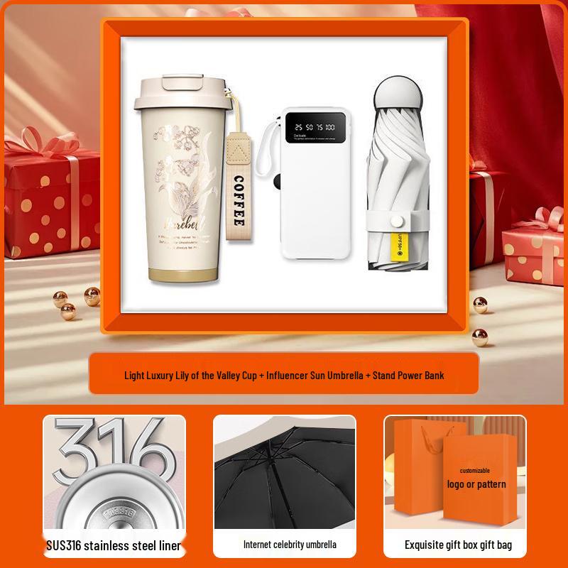 3-in-1 Business Gift Set: Coffee Mug, Power Bank & Umbrella