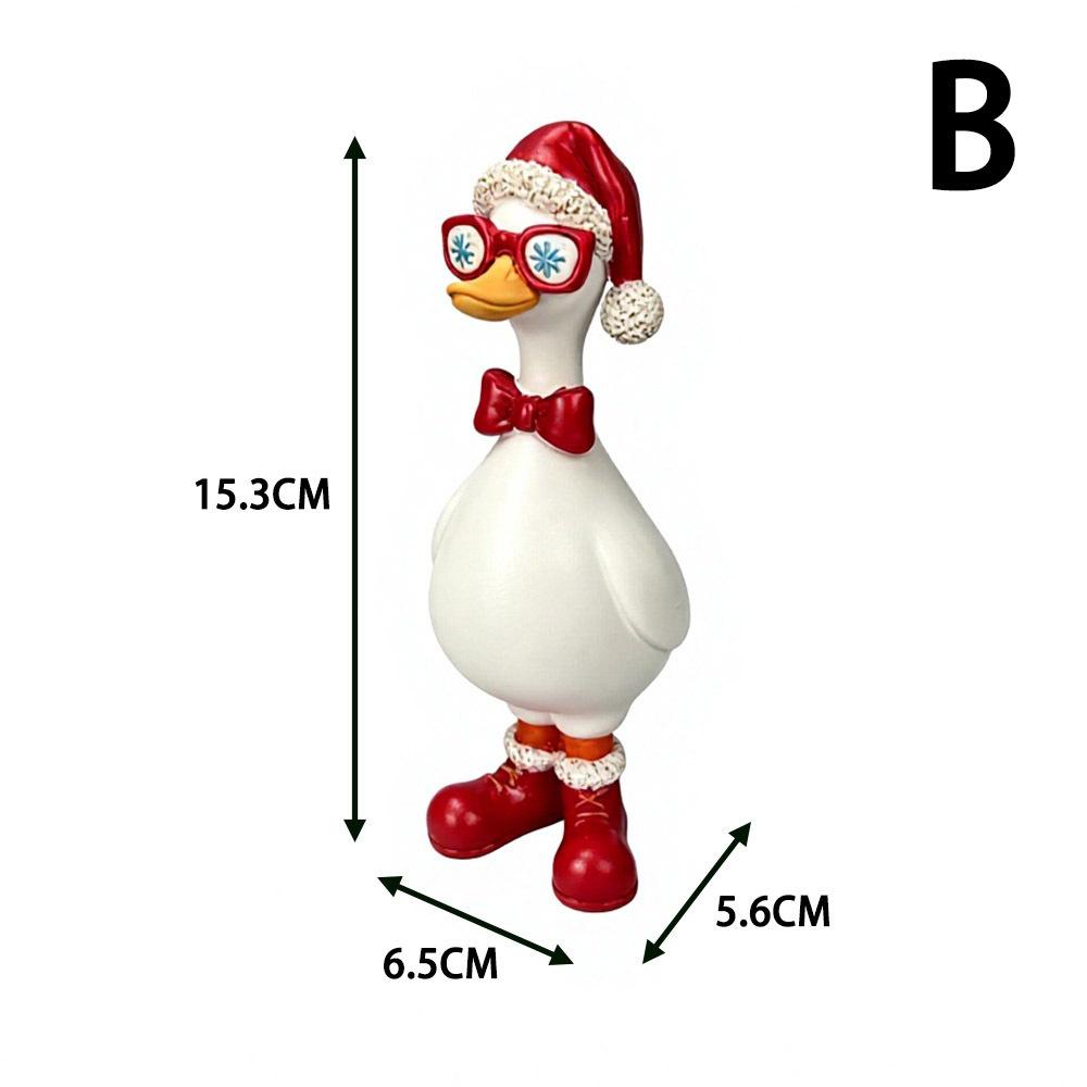 Christmas Duck Figurine - Creative Holiday Atmosphere Table Decoration Item - Resin Handicraft Display Piece