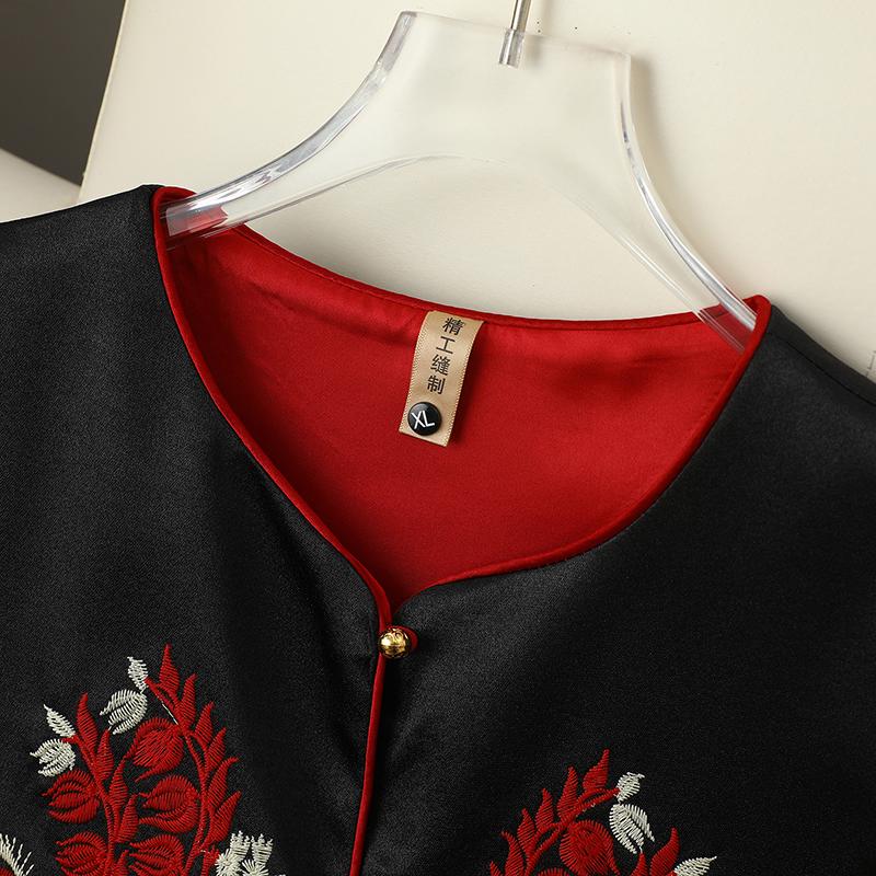 Women's Red Sleeveless Vest with Chinese Embroidery - Stylish & Versatile