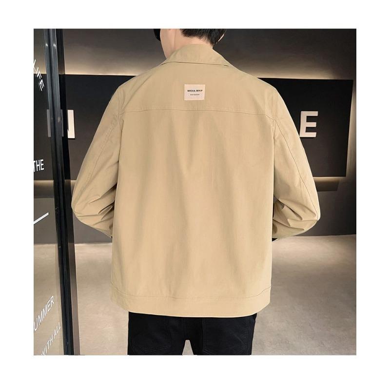 Autumn Winter Korean Solid Color Lapel Jacket Men's Casual All-match Coat Button Cardigan Lapel Top