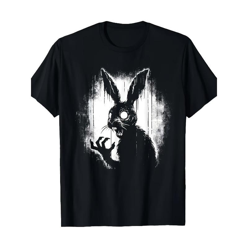 Men'S Fashion Trend T-Shirt - Featuring a Rabbit, Elastic And Comfortable, Suitable for Sports, Travel, And Casual Daily Wear - Regular Round Neck