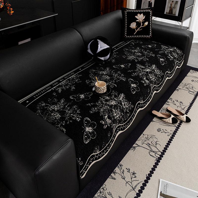 

Special-Shaped Sofa Cushion, Universal In All Seasons, Black Irregular Straight Row Seat Cushion, Non-Slip, Advanced Feeling Cover, Light Luxurr Cover 90*90cm