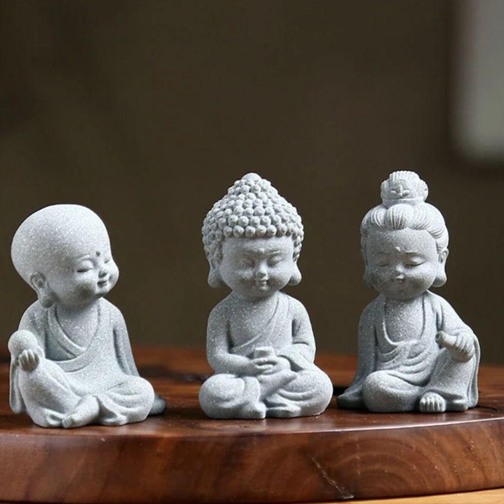 Sandstein Aquarium Buddha Statuen Mini Figuren Buddha Statue Buddha Te Haustier Büro Bücherregal