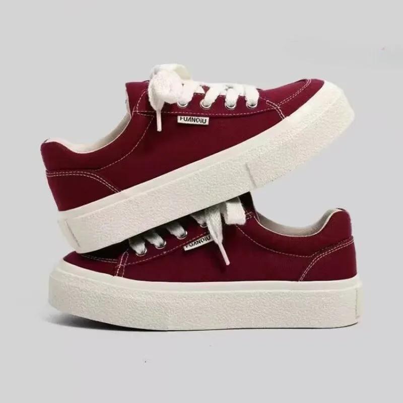 2025 New Red Women Vulcanize Shoes Casual Platform Sneakers Vintage Sports Female Korean Designer Flats Harajuku School Tennis