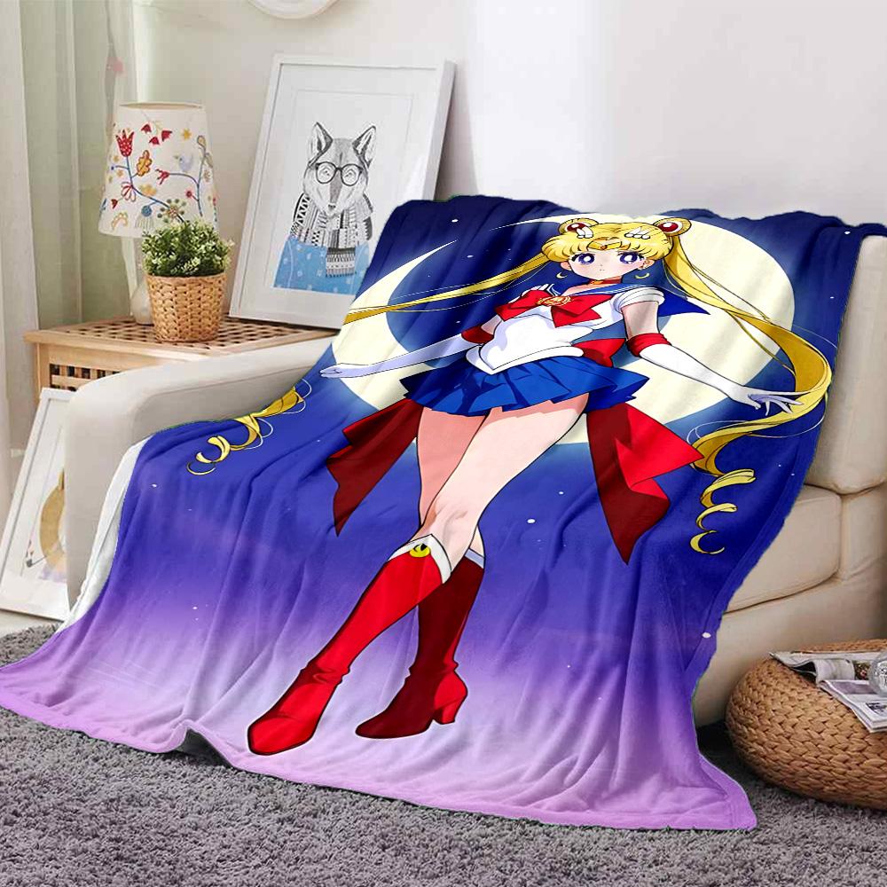 1pc Sailor Moon Adventure Flannel Blanket for Super Soft Cute Comfort Blanket for Travel Bedding Couch Sofa Blanket Y73022