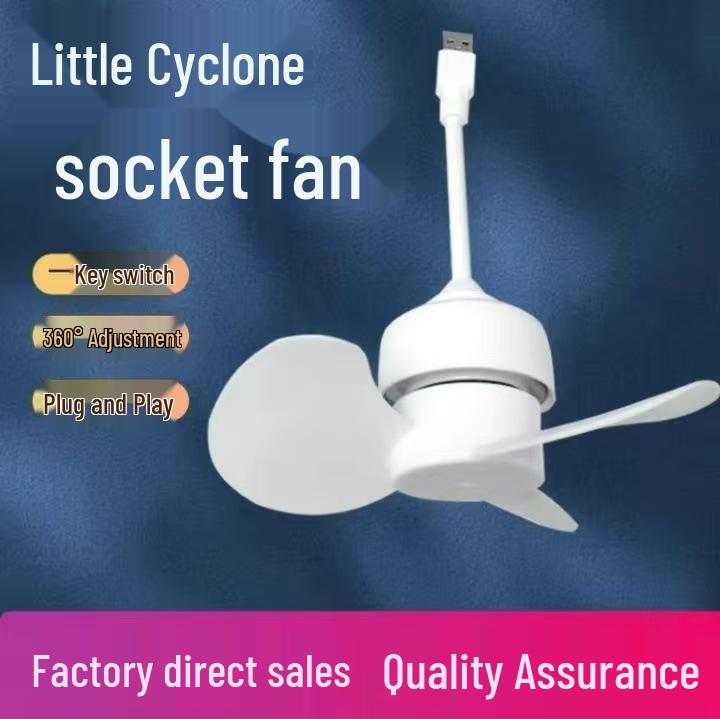 2026 Cyclone Socket Fan: Compact USB-Powered Energy-Saving Lamp Head Fan for Household Use Diameter 13.5cm