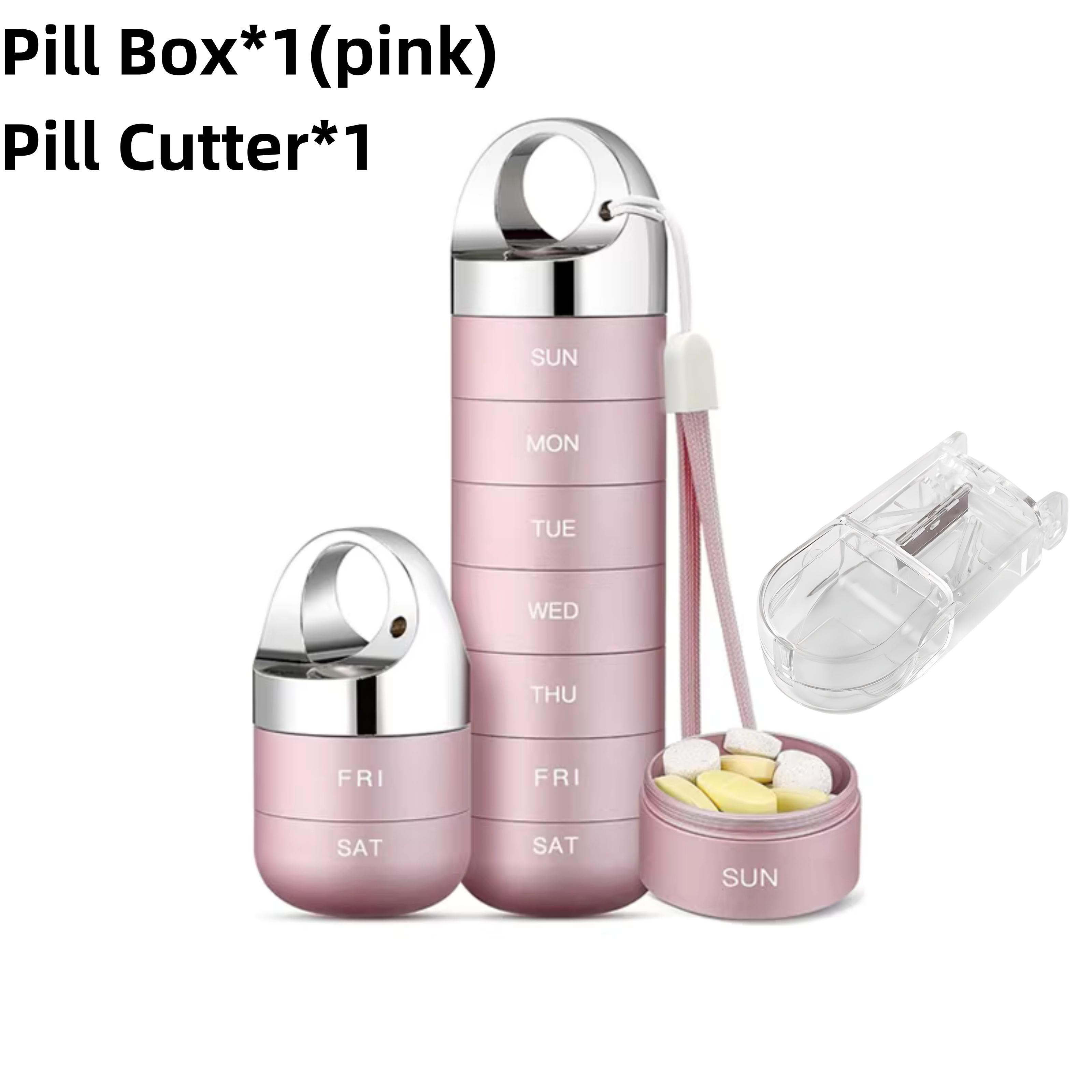 Металлический дорожный органайзер для таблеток Портативный Водонепроницаемый Еженедельная коробка Контейнер из алюминиевого сплава Без BPA Ежедневный Витамины Рыбий жир Добавки