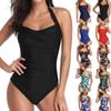 Lace-Up Solid Color Bikini Tankini - European & American Style Women's Swimsuit