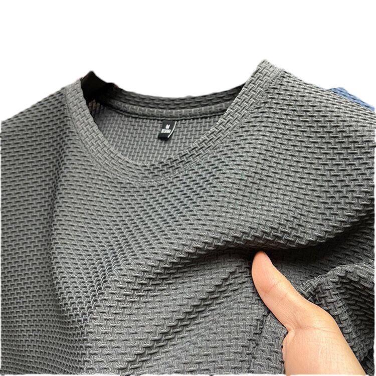 Tricou de Bărbați din Bambus cu Plasă Mătase de Gheață Slim Fit Mânecă Scurtă - Confortabil, Răcoros, Top Casual de Vară la Modă
