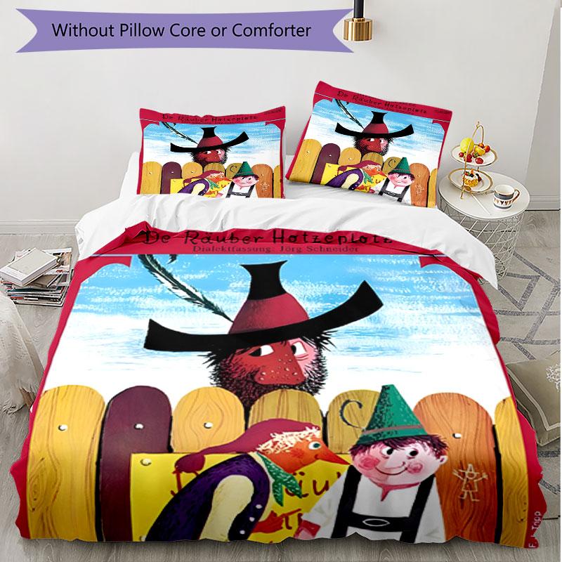 3-teiliges Bettbezug-Set (1 * Bettbezug + 2 * Kissenbezug, ohne Kern), Der Rauber Hotzenplotz Print Weiches Ganzjahres-Bettwäscheset, Heim-Schlafzimmer-Dekoration Geschenk