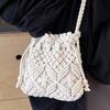 Women's Large Capacity Straw Woven Handbag Summer High-End Feel Crossbody Bucket Bag Soft Material Hand-Held Fashion Accessory
