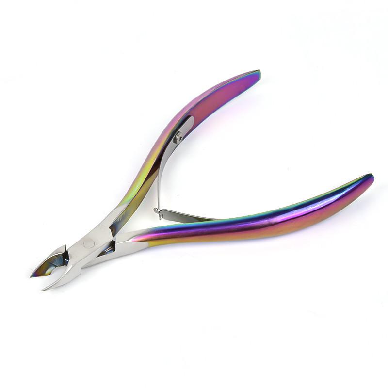 Iridescent Nail Art Manicure Set: Cuticle Nipper, Nail Clippers, Steel Pusher, Cuticle Remover