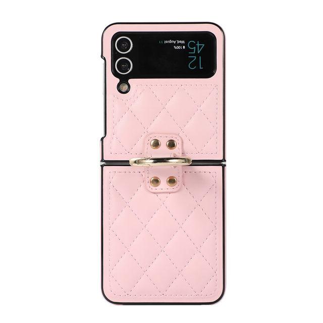 Husă de telefon din piele pentru suport cu cârlig pentru inel pentru degete pentru Samsung Galaxy Z Flip 4 Zflip 3 5g Husă pliabilă rezistentă la șocuri