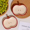 Hand-Painted Underglaze Color Apple Plate Home Shape Dessert Plate Restaurant High-Value Apple Pastry Plate Cute Tableware