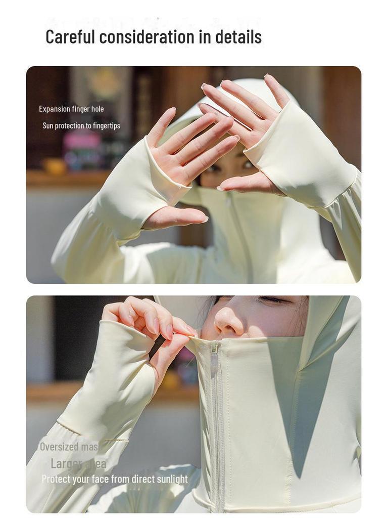 Women's Slim Fit Ice Silk Sun Protection Jacket - Long, Lightweight UV Shield for Summer 2024