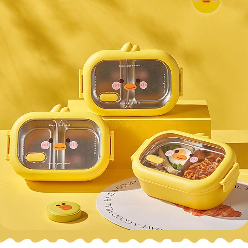 Stainless Steel 2 Compartments Bento Lunch Box For Kids Leakproof Lunch Food Container For Girls Boys