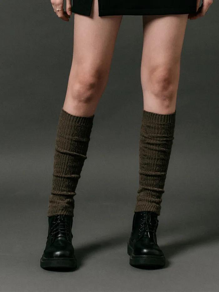 [CP] Knitted Leg Warmers Winter Foot Warmers [KHAKI] Daily Socks ver.