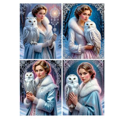 Diamond Painting New Collection Woman and Owls Diy Full Square Round Drill Rhinestone Embroidery Elegant Lady Sale Mosaic Cross Stitch Kits